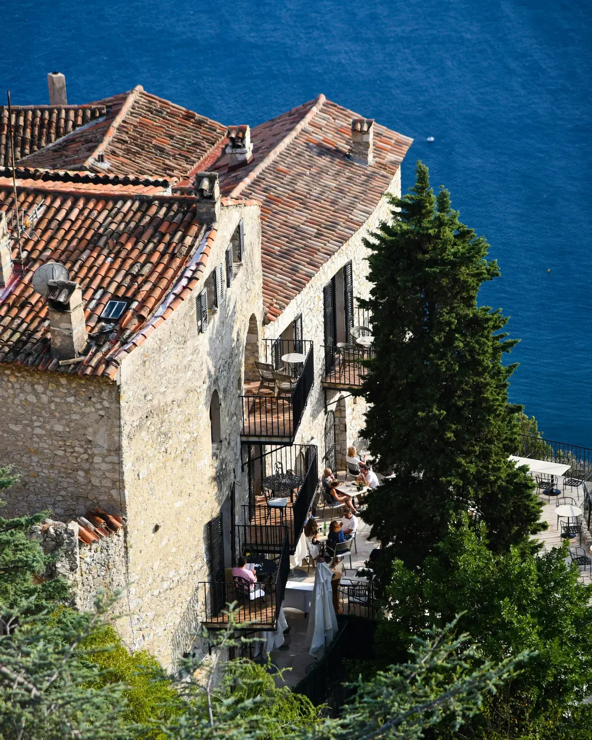 Village houses overhanging the Mediterranean